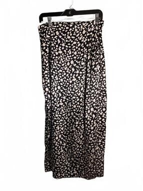 Doncaster Silks Black and white Animal Print Midi Faux Wrap Skirt 12